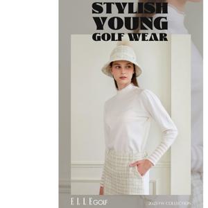 [엘르골프]여성 퍼프숄더 컬러팁 목크넥 스웨터 6J63452 화이트,