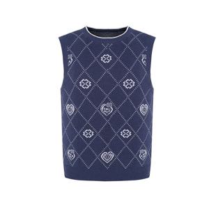 [크로커다일레이디]격자 패턴라운드 니트 베스트 CLDWSW109_US