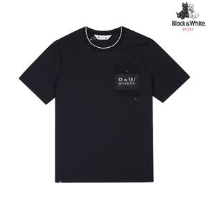 [블랙앤화이트] 남성 가슴 우븐 포켓 반팔 티셔츠 9405GZSN_BLACK