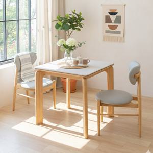 보루네오 플랫 원목 세라믹 2인용 식탁세트 (의자2)