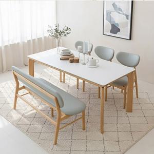 보루네오 플랫 원목 세라믹 6인용 식탁세트 (의자3+벤치1)