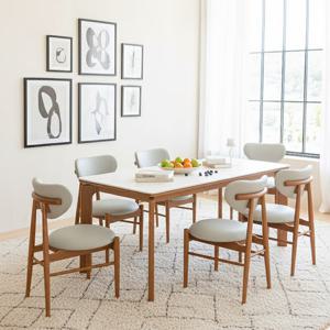 보루네오 플랫 원목 세라믹 6인용 식탁세트 (의자6)