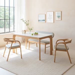 보루네오 라움 원목 세라믹 4인용 식탁세트 (의자2+벤치1)