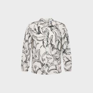 캐리스노트 리프 패턴 볼륨 소매 블라우스 (CN4FBL702)