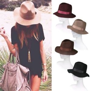 천연 울 100% 파나마햇 페도라 중절모 클래식 여성 모자