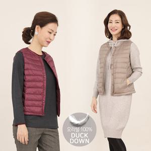 애비뉴투지 엄마옷 포근포근 오리털 경량 패딩 조끼 V09044