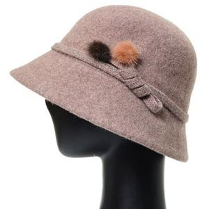 [플릭앤플록]TCU005.밍크방울 펠트울 중년여성 벙거지모자 버킷햇 겨울 엄마 할머니 외출 모자