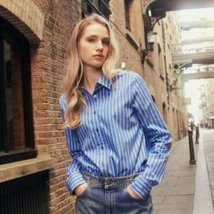 아쿠아스큐텀 [TAG가 159,800원] 수피마 스트라이프 셔츠 WZWS2Q0B