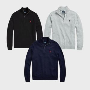 폴로 랄프로렌 남성용 코튼 반집업 스웨터