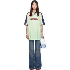 25 FW 오프화이트 여성 그린 사커 미니 드레스 251607F052001