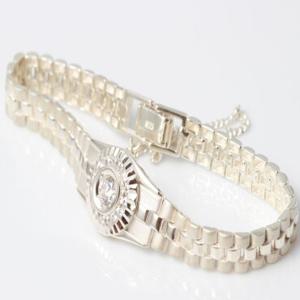 로렉스 큐빅 남자 여자 은팔찌 925 실버 체인 순은 팔찌 커플 선물 5돈