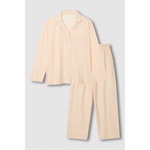 [JAJU/자주] 여 피치스킨 체크 10부 파자마 세트_다크 핑크