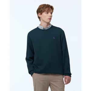 헤지스 남성 24FW 스테디셀러 그린 짜임 면 맨투맨티셔츠 WHTS4D446E3