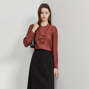 (더아이잗) 울 블렌드 러플넥 블라우스 IRBA0BL071