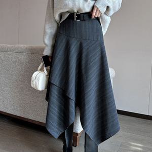 [아리엘스타일]언발란스치마 겨울코디 오피스룩 모엘르롱스커트