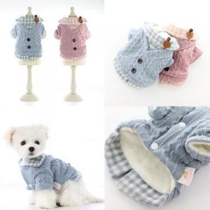 강아지고양이옷 체크배색 실내외출복 니트가디건