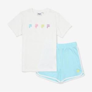 [51%OFF][휠라키즈] Girls 스마일 그래픽&반바지 셋업 (FK2FSF2201F_OWH)