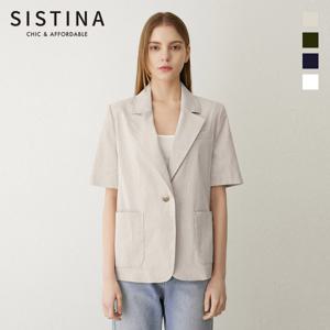 [SISTINA] 인기 린넨 원버튼 반팔 재킷_AWWJKN21040