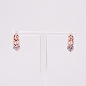 14k 꽈배기 체인 큐빅 원터치 귀걸이 OPKYE7576