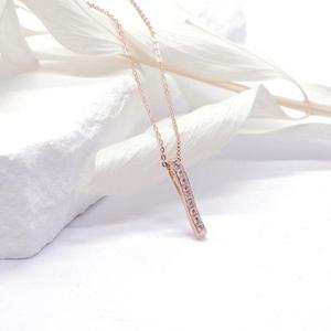 14k 웨이브 스틱바 큐빅 목걸이 OPPKN886