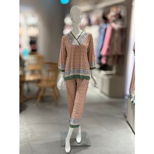 [비너스]오렌지 보더 나염 여성 실내복 SET (VEV3824F+VEP3824F)