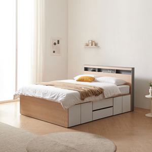 에리스 LED+USB 2단서랍침대Q (서랍중앙1+도어2)+독립봉합 매트