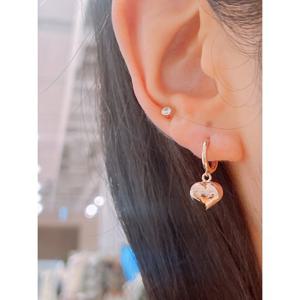 미니골드 14k 하트 통통 원터치 귀걸이 ETRM4403