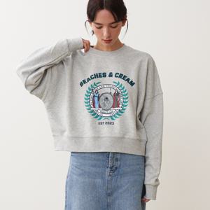 [윅][CROP FIT]LAUREL EST.2023 SWEAT SHIRT-HEATHER GRAY
