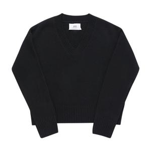 AMI UKS234 KN0028 001 아미 드 꾀흐 하트 브이넥 공용 니트