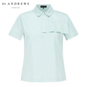 [세인트앤드류스] 여성 플리츠 디테일 세미 오버핏 크롭 반팔 티셔츠 821C2TO079_MT