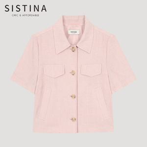 [SISTINA] 인기 린넨 크롭 셔츠 자켓_AWWJKO21740_LP