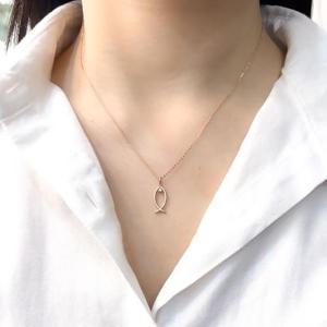 14k 심플 큐빅 물고기 목걸이 대 OPKYN0083