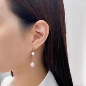 14k 컷팅 클립 진주 드롭 귀걸이 OPPE0167