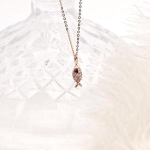 14k 큐빅 물고기 목걸이 소 OPKYN0084