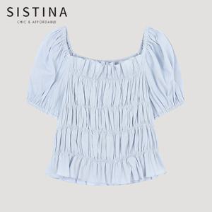 [SISTINA] 인기 스모킹 퍼프 스퀘어넥 블라우스_AWWBLO21100_LL
