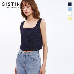 [SISTINA] 인기 트위드 슬리브리스 셋업 블라우스_AWWBLO21720