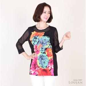 [로잔]라운드네크라인꽃나염블라우스 LJ2BL284A
