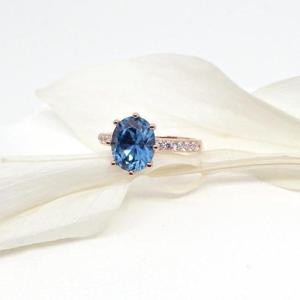 14k 오벌컷 런던블루토파즈 큐빅 반지 OPDSR1722