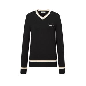 헤지스 골프 여성 24FW 품절임박블랙 여성 R/P소재 브이넥 긴팔 풀오버 니트 HWSW4C611BK