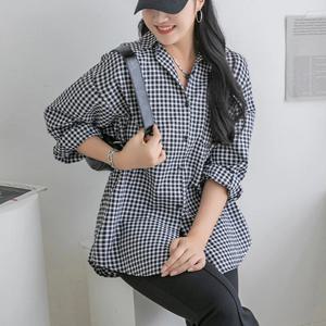 [나크21] (55~88) 데일리 오버핏 체크 롱 셔츠 NK33-T-14