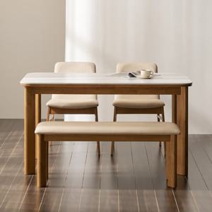 안목 온유 A88 포세린 통세라믹 원목 4인용 식탁세트(벤치+의자)