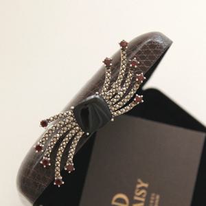 바이데이지 오닉스 가넷 원석 실버 브로치 Bb0449