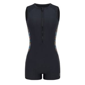 [아레나]여성  A4FL1LS03BLK 파이어워크 2부 지퍼 반신 (캡내장) 실내수영복