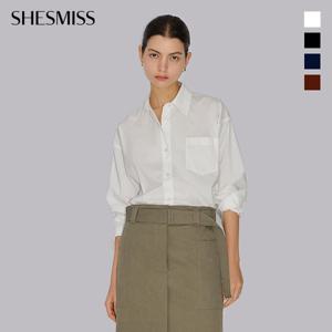 [쉬즈미스] 코튼 오버핏 솔리드 셔츠_SWWSTO31060