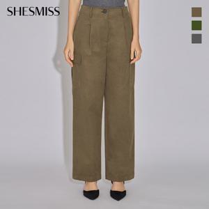 [쉬즈미스] 버튼 디테일 원턱 카고 팬츠_SWWSLO32080