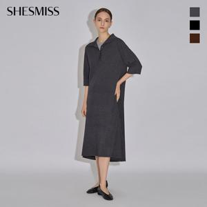 [쉬즈미스] 울 블렌드 카라형 니트 원피스_SSKOPO32010