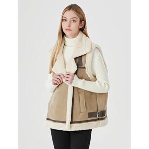 [GGPX]하이넥 버클 집업 루즈핏 무스탕 베스트 (GODVW007D)