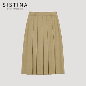 [SISTINA] 인기 클래식 플리츠 미디 스커트_AWWSKO41040_BE_AWWSKO41040_BE