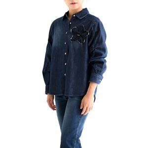 [비꼴리끄(여성)]텐셀 데님 소매주름 셔츠 B244DB2050