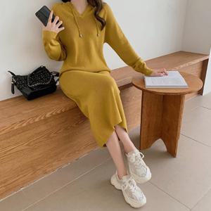 [리빌모아]여자 심플 후드 브이넥 후드 롱원피스 LDW-OPA-SSIS69